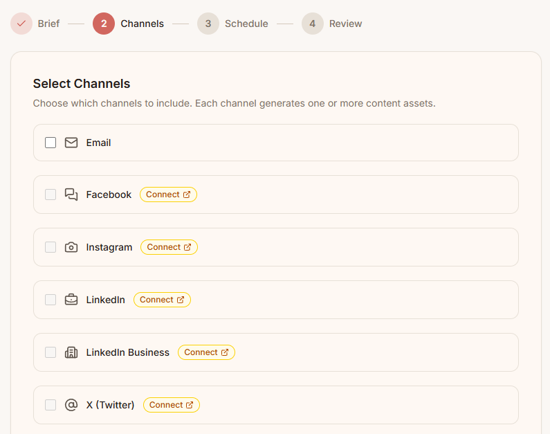 Connect campaign channels